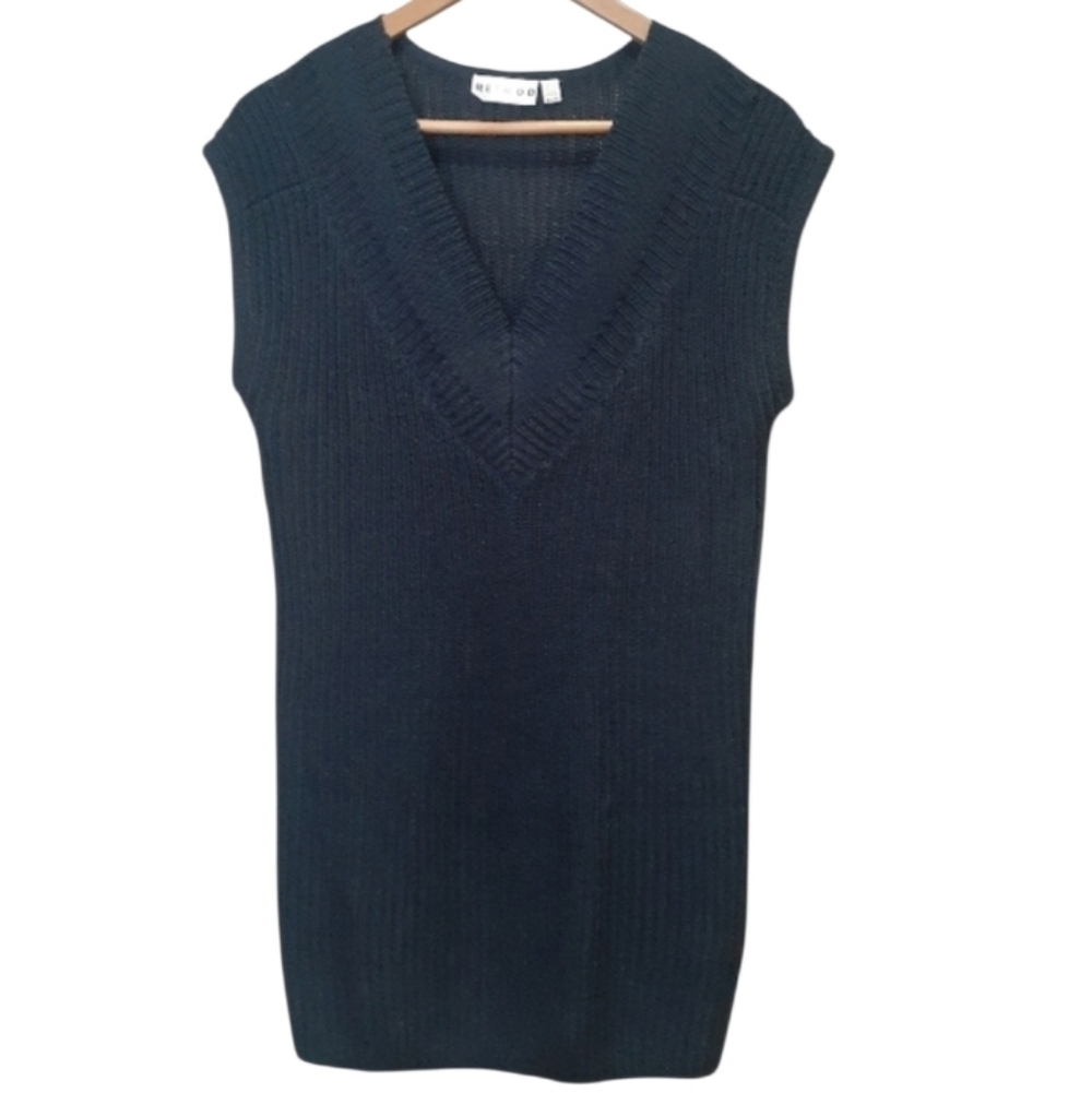 Retrod Women's Long Knit Sweater Vest Midnight Blue Size Medium